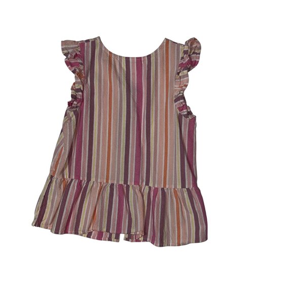 Cat & Jack Girls Striped Sleeveless Ruffle Hem Button-Front Top L (10/12) 1689 - Picture 2 of 4